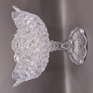 Antique Early American Pressed Glass EAPG Compote - Gillinder Daisy & Button
